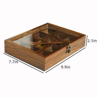 Boîte à épices pour mélange de 12 récipients et cuillère, en bois, pour cuisine, conteneur en bois indien décoratif, M