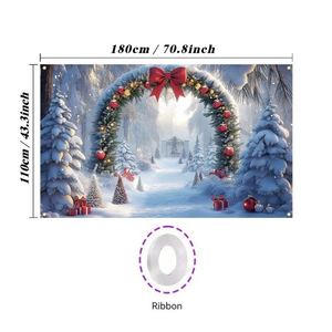 Bandera Decorativa Navideña Personalizada al por Mayor, con Escena de Nieve, Muñeco de Nieve, Árbol de Navidad, Bandera Festiva de Poliéster para Exteriores - Product Image 5