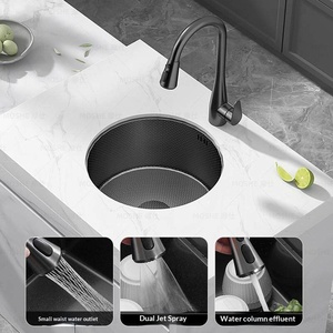 Lavello Sottopiano MOSHE <span class=keywords><strong>con</strong></span> Rubinetto Caldo/Freddo, Mini Lavello da Cucina Occidentale per Bancone Bar/Isola, in Acciaio Inox 304 - Product Image 4