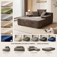 Sofa Modular Single Bentuk L dengan Bantalan Lebar, Vakum Terkompresi, Empuk, dan Dapat Dilipat, Cocok untuk Apartemen Studio