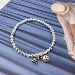 Tibetan <b>Silver</b> <b>Bracelet</b> With Lotus Seedpod And Heart <b>Charms</b> Unisex Jewelry Gift From Haifeng Guangdong - Product Image 1