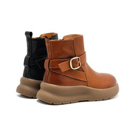 Bottines en daim à lacets pour femmes avec doublure en cuir véritable, confortables et respirantes, style western, automne/hiver