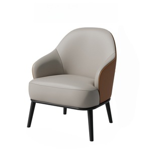 Modern Italian Style Leather <b>Office</b> <b>Sofa</b> Chair Set Metal Frame Comfortable Living Room Commercial Space - Product Image 5