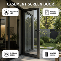 Puerta Abatible de Aluminio con Mosquitera, Doble Acristalamiento, Aislamiento Térmico, Entrada Exterior, Patio, Aislamiento Acústico, NFRC