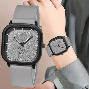 Orologio da Polso al Quarzo LP64 Luxe con Cassa Quadrata per Uomo, Quadrante Classico Semplice, Cinturino in Silicone, Verde Bianco Grigio Nero, Orologi Casual da Uomo - Product Image 3
