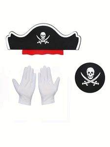 Conjunto <span class=keywords><strong>de</strong></span> Disfraz <span class=keywords><strong>de</strong></span> 5 Piezas <span class=keywords><strong>para</strong></span> Niñas, Estilo Corte Noble, Tema Pirata (Antifaz, Sombrero, Vestido, Guantes Blancos, Cinturón) - Product Image 5