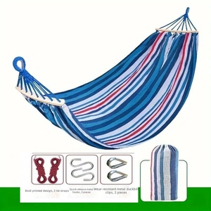 Hamaca <span class=keywords><strong>de</strong></span> Lona Anti-Vuelco, Hamaca Doble para Acampar al Aire Libre con Palo <span class=keywords><strong>de</strong></span> Madera Curvado y Diseño <span class=keywords><strong>de</strong></span> Pico <span class=keywords><strong>de</strong></span> Pato para Jardín, Parque - Product Image 2
