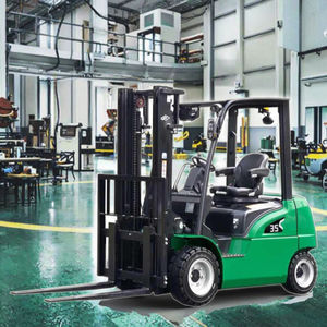 Высокостабильный 4-колесный электрический вилочный погрузчик с свинцово-кислотным аккумулятором, двухсекционной мачтой и цельнолитыми шинами для плавной транспортировки на производственных площадках - Product Image 4