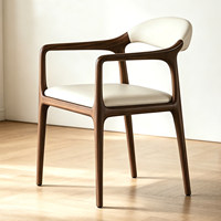 Chaise de salle à manger en bois massif de style nordique BST avec siège et dossier en cuir PU, fauteuil au design moderne pour la maison, le restaurant, l'hôtel, le café