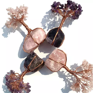 Arbre de Vie en Cristal Naturel, Arbre à Argent en Pierre Sculptée Enroulé de Fil, Ornement en Pierre pour la Décoration de la Maison et du Bureau - Product Image 4