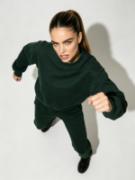 Sweat-shirt contemporain ample à col montant pour femmes et adolescentes 2026 – Coupe courte oversize à manches longues – Tendance hiver