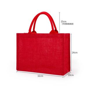 Bolsa de Yute Ecológica al por Mayor, Roja, con Logotipo Personalizado, Reutilizable, para Compras en Supermercados, Regalo para Minoristas, Bolso de Mano para Mujer - Product Image 2