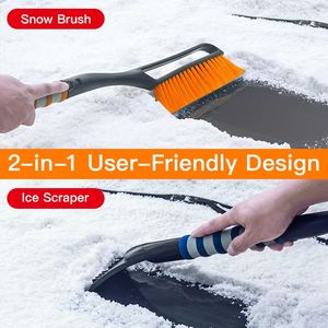 Sikat salju mobil pengikis es sikat salju sikat salju es pengikis Kombo busa sikat salju mobil Oranye sikat salju musim dingin alat penghilang salju - Product Image 2