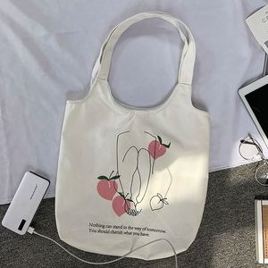 Sac fourre-tout en toile biologique réutilisable de style japonais pour étudiants, avec imprimé de dessin animé mignon, idéal pour le shopping en gros - Product Image 6
