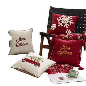 Modern Vintage Farmhouse Christmas <b>Decorations</b> 18x18 Square Pillow Cases <b>Snowflake</b> Embroidered Reversible 100% Polyester Home - Product Image 1