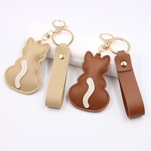 Pu Leather Cartoon Small Animal <b>Keychain</b> Bag Pendant Cute Cat Keyring Charm - Product Image 2