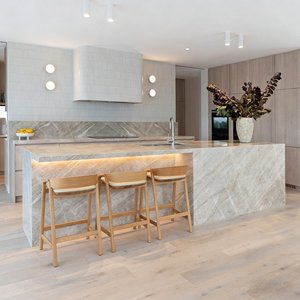 Isla de Cocina Moderna Personalizable PerfectStone Luxury Taj Mahal, Barra de Desayuno Minimalista para Villa de Lujo - Product Image 3