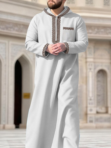 2026 Vêtement islamique brodé Thobe pour Homme, Djellaba Arabe, Caftan, Boubou Homme Musulman, Robe à capuche décontractée, Jubba - Product Image 1