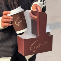 Support de tasses à café jetables écologiques personnalisé avec poignée, porte-boissons portable à paroi simple pour 2 tasses