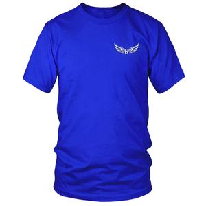 Camiseta de Manga Corta para Hombre en Azul Rey con Logotipo de Alas Estampado en la Parte Delantera, Cuello Redondo, Corte Regular, Camiseta de Jersey de Algodón - Product Image 1