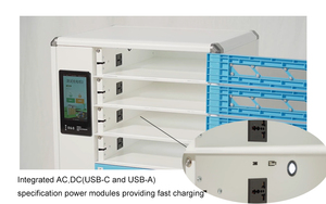 16 Bay Smart RFID Card Lock Mobile Laptop Charging Cart Lockable Steel <b>Tablet</b> Charging Station with Storage for School Education - Product Image 2