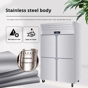 Congelatore Commerciale a Quattro Porte Raffreddato ad Aria Senza Brina -23°C Grande Capacità in Acciaio Inox per Cucina - Product Image 3