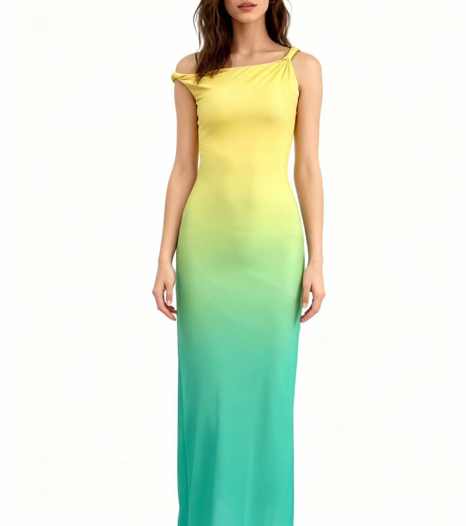 Green Gradient Dress - 2025 Elegant Maxi Style Green Gradient Dress - 2025 Elegant Maxi Style