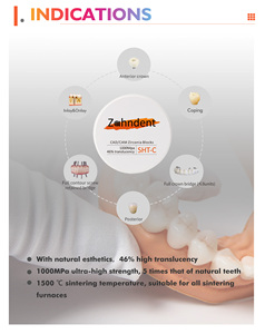 Zahndent 46% translucidez <span class=keywords><strong>CAD</strong></span> <span class=keywords><strong>CAM</strong></span> SHT C fresadora Dental Material bloques dentales disco de zirconia - Product Image 4