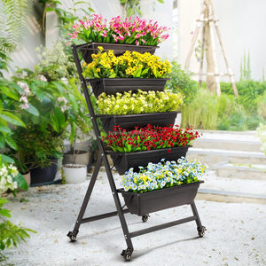 Jardinière verticale autoportante à 5 niveaux avec structure métallique, support surélevé pour plantes et 5 bacs <span class=keywords><strong>en</strong></span> plastique pour patio extérieur et jardin - Product Image 6