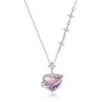 Collier en argent sterling 925 plaqué or/rhodium, cadeau romantique, bijoux fins pour femmes, collier en forme de cœur, étoile, zircon, vente en gros