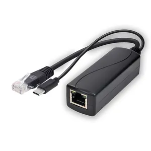 SDaPo PS5712TG Ethernet konnektör adaptörü RJ45 ağ birleştirici 30w mikro USB C Gigabit 1000mbps 12V 2A PoE Splitter