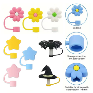 Vente en gros d'embouts de paille réutilisables anti-poussière en silicone pour décoration de fête - Product Image 3