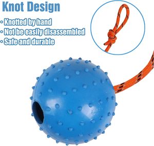 Jouet pour chien robuste pour la lutte de traction - Balle en caoutchouc interactive sur corde pour la mastication agressive et l'entraînement - Product Image 3