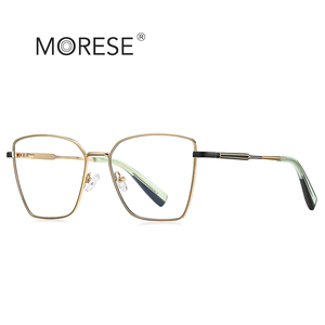 MORESE 3051 Grandes lunettes carrées à la mode pour femmes, <span class=keywords><strong>monture</strong></span> colorée avec finition métallisée - Product Image 5