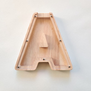 Hölzernes englisches Alphabet Holz Sparschwein 26 Buchstaben geformte Gelds parkästen kunden spezifische hölzerne Geldbank - Product Image 2