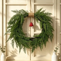Guirlande de Noël en plastique, aiguilles de pin artificielles, clochettes rouges, ornements suspendus, décorations murales pour les fêtes, modèle SD-2