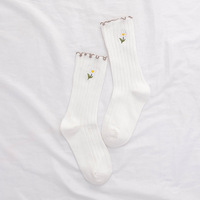 Chaussettes pour femmes avec logo personnalisé, chaussettes à volants, motifs floraux, chaussettes respirantes pour femmes pour tous les jours