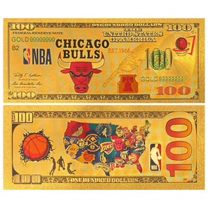 Ensemble de billets de banque en feuille d'or <span class=keywords><strong>NBA</strong></span> 30 équipes, style billet de 100 dollars, objet de collection pour les fans de basketball - Product Image 2