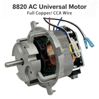 Moteur à balais universel AC haute vitesse 8820 500W monophasé en cuivre pur 50/60Hz, pièce de rechange pour mixeur, centrifugeuse, hachoir à viande, batteur
