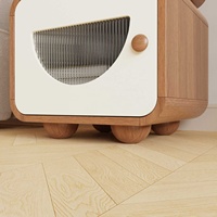 Table de chevet moderne avec rangement, 2 tiroirs, table de chevet en bois, design à bords arrondis pour chambre d'enfant