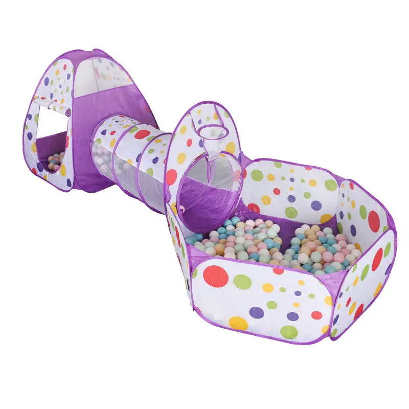 Kolam bola laut 3 dalam 1 anak-anak, mainan dalam ruangan luar ruangan dapat dilipat tenda pop-up