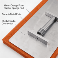 Prix de gros : Truelle de plâtrage 400x200mm avec coussinet en mousse de caoutchouc orange de 18mm
