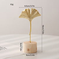 Décorations de style nordique en métal de luxe léger pour la maison, le salon, l'entrée, le meuble à vin, ornements en fer forgé en forme de feuille de Ginkgo