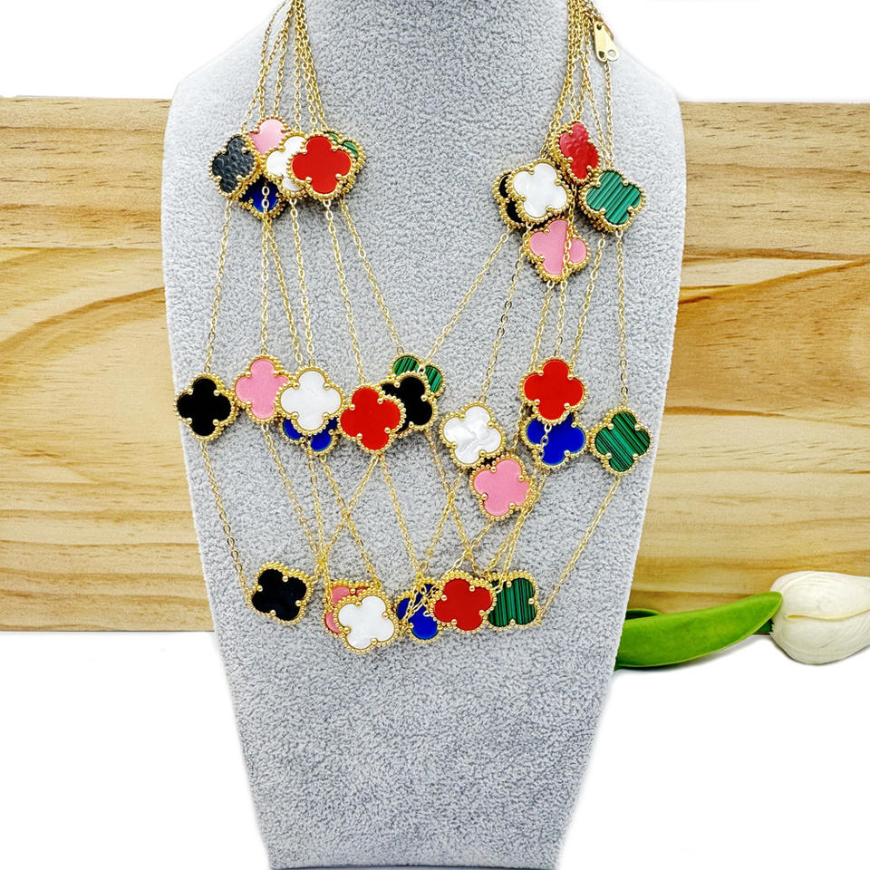 15mm 5-link Four-leaf Clover Necklace Delicate Clavicle Chain Forest ...