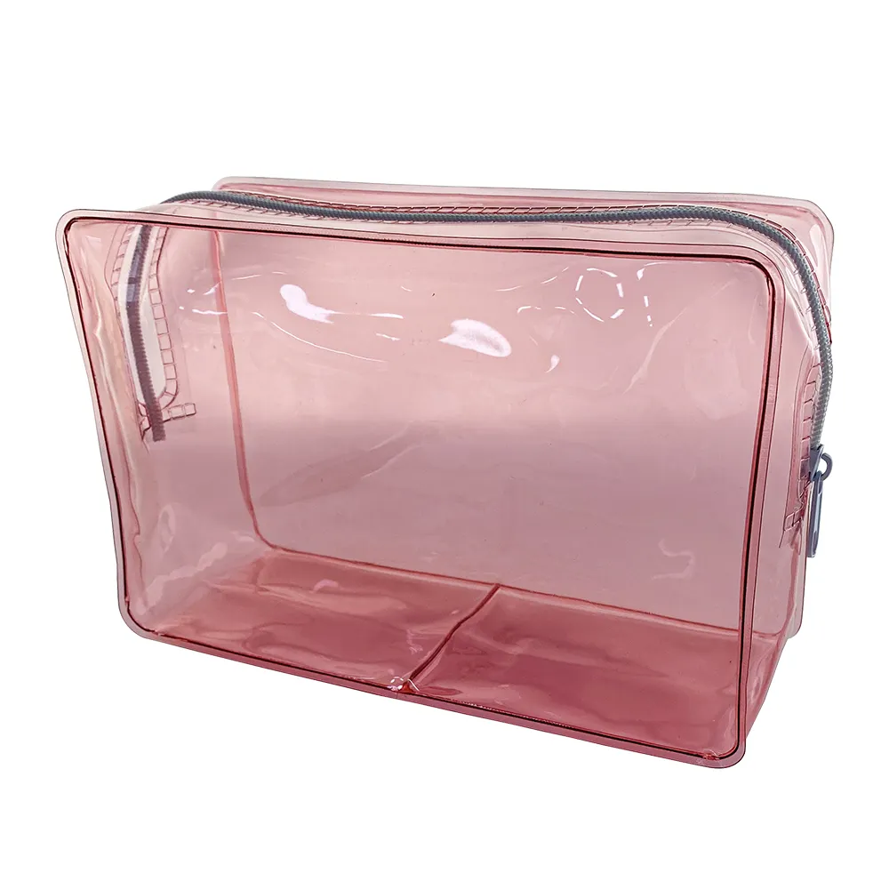 Pochettes de maquillage transparentes et étanches pour femmes avec logo personnalisé Trousse de toilette de voyage Trousse de maquillage transparente en PVC avec fermeture éclair