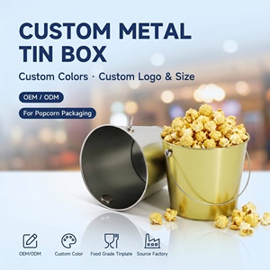 Cajas <span class=keywords><strong>de</strong></span> Hojalata Redondas Personalizadas para Regalos <span class=keywords><strong>de</strong></span> Películas Navideñas, <span class=keywords><strong>de</strong></span> Grado Alimenticio, con Asa, Ecológicas, Metálicas, para Palomitas - Product Image 1