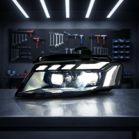 Conjunto de Faros Delanteros para Audi A4 2009-2012 B8 Pre-facelift, Diseño Matrix con Luz de Bienvenida Azul, Lente de Proyector Bi-LED, SAE