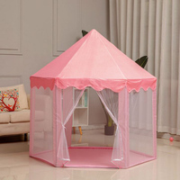 Vente en gros rose belle tente de jeu portable pliable hexagone filles intérieur jouer princesse château enfants enfants jouer tente maison