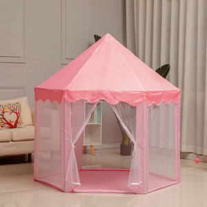 Venta al por mayor Rosa encantadora tienda de juegos portátil plegable hexagonal <span class=keywords><strong>niñas</strong></span> interior jugar princesa Castillo niños tienda de juegos casa - Product Image 5