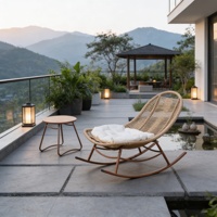 Fauteuil à bascule moderne en acier Meiqi, durable et portable, avec table d'appoint, coussins de loisirs inclinables pour patio, salon, chambre à coucher, intérieur